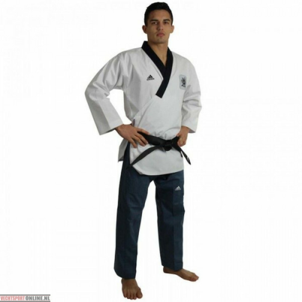 Adidas Taekwondopak Poomsae Wit/Donkerblauw maat 180